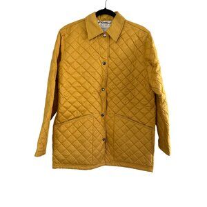 NEW Liz Claiborne Lizsport Yellow Quilted Jacket S Water-Repellent Snap Closure